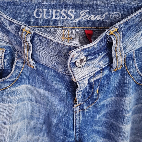 GUESS Blue Distressed Skinny Cropped Ankle Jeans - Picture 4 of 9